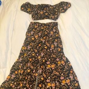 American Eagle cropped top and skirt set size 10 and XL maternity boho floral